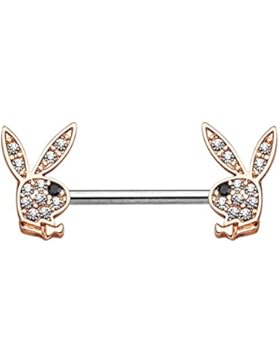 beyoutifulthings PLAYBOY HASE Brustwarzen-piercing Intim-piercing Brust-piercing Nippel-piercing KRISTALL ZIRKONIA...