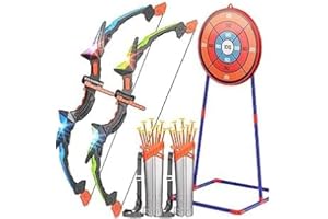 Hollyhi 2 Pack Bow Arrow Set for Kids, LED Archery Set Toys with Standing Target, Indoor Outdoor Motor Skill Shooting Games Birthday Gifts for 5 6 7 8 9 10 11 12 13 14 Year Old Kids Boys Girls