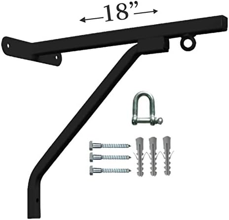 Punch Bag Wall Bracket Standard Boxing Bag Wall Mount Heavy Holds (18",12”) Chain MMA Gym Equipments (Black, 18 Inches Bracket with 4 panel Chain)