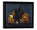 Produktbild Gerahmtes Bild von Arnold Boecklin "Die Toteninsel, Erste Fassung", Kunstdruck im hochwertigen handgefertigten Bilder-Rahmen, 40x30 cm, Schwarz matt