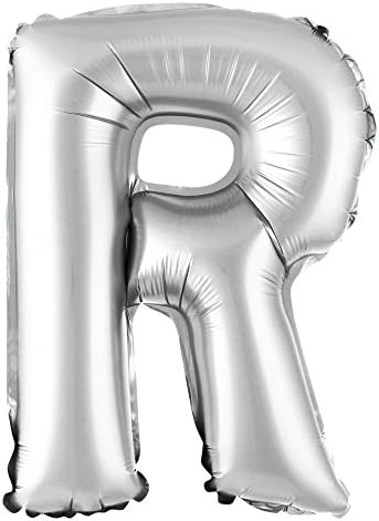DekoRex® foil balloon 100cm for birthday party anniversary for air or helium filling in silver letter R