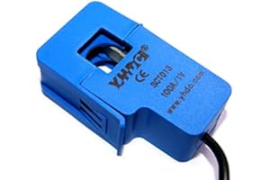 YHDC SCT 013 Entrée: 5A-100A Sortie: 1V/50mA Capteur à noyau divisé Transformateur de courant CA 3,5 mm non invasif Bleu (100A/1V)