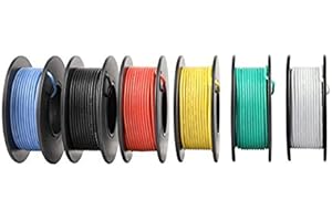ACMOMO Protoboard Cable eléctrico De 24 AWG, juego de cables, juego de cables de gancho, 600 V, cable de silicona flexible (6 M e 6 colori diversi) (⌀ 0.20mm/ 24 awg)