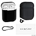 Produktbild 1x Wasserdichte und 1x kratzfeste Schutzhülle für Apple AirPods Gehäuse - Packung mit 2 Silikonschalen (Schwarz) - nahtlose Anpassung - Inklusive Karabiner und Reinigungstuch - Extra Schutz und Grip