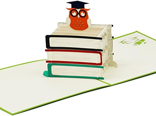 Cheerful Card for Graduation & exam - 3D Card with Clever owl for Cheering up & Congratulations - pop-up Card for phd, Doctor & high School Graduation