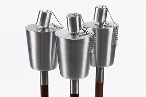 Fackel Gartenfackel 902 Ölfackel Edelstahl Metall Holz 110 cm silber - 4