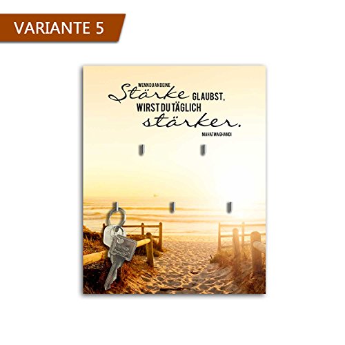 Dalinda® Schlüsselbrett mit Spruch Design Stärke (20x25cm) Schlüsselboard Schlüsselhaken SB842 (Variante 5)