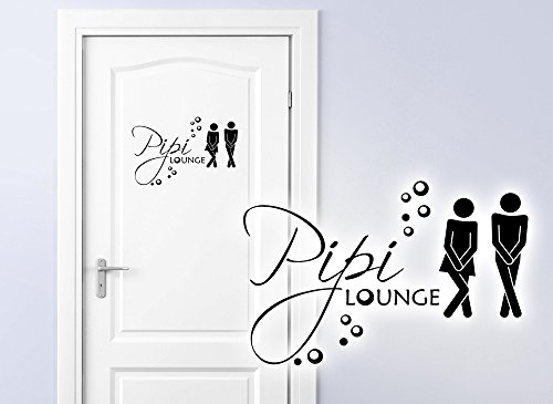 Grandora W755 WC Türaufkleber Pipi Lounge + Mann Frau Piktogramm Bad Wandtattoo schwarz 27 x 18 cm - 2