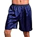 Produktbild GODGETS Herren Schlafanzughose Hose Shorts kurz Satin unterwäsche Boxershorts Nachtwäsche Trunk Pyjamahose Bottoms elastischem Bund zum Schlafen Freizeit Blau L
