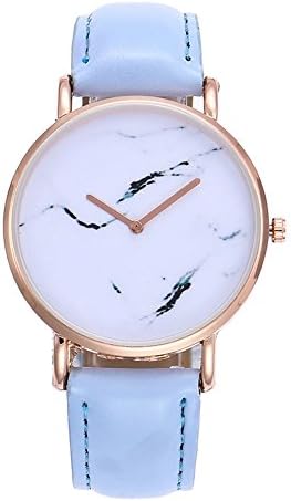 Wollways Women Classic Watches Marble Quartz Dial Clock Pu Leather Band Analog Wrist Watch