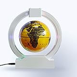 rurun Heng - Design LED Lampe - Ausgefallene Leuchte für Wohnzimmer | Tischlampe Dekor Magnetschwebebahn/Autobiographie/Globus Durchmesser 14.5 cm Gold