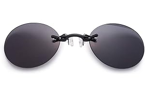 YAMEE Retro Round Clip-On Nose Sunglasses Matrix Morpheus Movie Rimless Clamp Glasses, 4 Colors