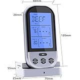Funk Grillthermometer mit 2 Temperaturfühlern,Goldbeing Bratenthermometer Fleischthermometer für Fleisch Grill BBQ,Ofenthermometer Smokerthermometer für Steak Braten im Ofen (Silber mit Grau) - 