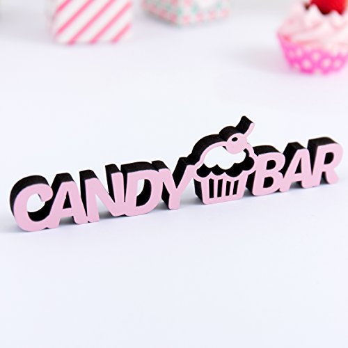 Kleinlaut 3D-Schriftzug „Candy Bar“ in Größe: 25 x 6,2 cm – Dekobuchstaben – 32 Farben zur Wahl – Pastell Rosa - 2