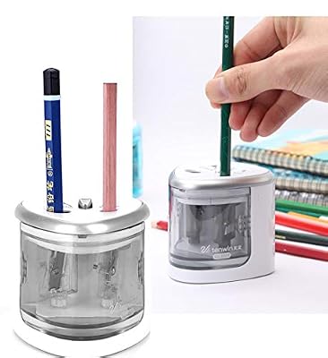 HeyFun Taille-crayon électrique automatique double trou (6-8 mm & 9-12 mm) pour enfants, étudiant, artiste, professionnel.
