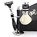 Produktbild Klassisch Umgestaltete Rasierset Gillette Mach3 Kompatibel Rasierer Luxus Handstück & Reines Weißes Dachshaar Pinsel + Ständer Komplett Nassrasur Satz für Herren