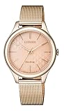 Citizen Damen Analog Quarz Uhr mit Edelstahl beschichtet Armband EM0503-83X