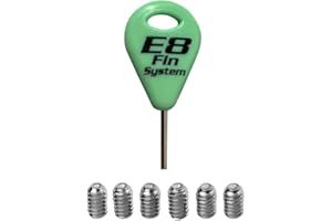 E8 FIN SYSTEM - Confezione da 1 Chiave per Pinna da Surf e 6 Viti per Pinna in Acciaio Inox - Accessori per tavola da Surf - Chiavi di Ricambio per Chiglia - Tasto per Pinna da Surf