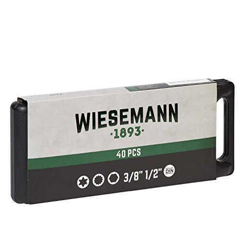 Kraft-Bitsatz 40tlg | Wiesemann 80034 | Chrom-Vanadium Stahl | Bit-Halter 1/2″ und 3/8“| Für Innen-Torx-Schrauben T20 – T55 | Für Innensechskantschrauben 4mm – 12mm| im Werkzeugkoffer | Lange Spezial-Bits - 2