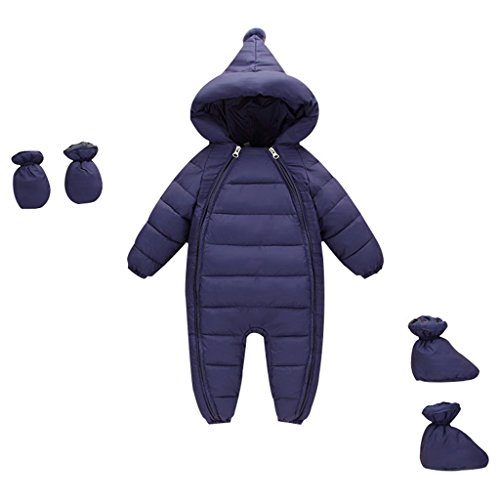 Vine Baby Snowsuits with Gloves Footies Hooded Romper Winter Outfits Outwear, 12-18 Months