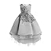 Produktbild Riou Weihnachtskleid Mädchen Prinzessin Spitzenkleid Lang Weihnachten Kinder Baby Leistung Formal Tutu Mini Ballkleider Abendkleid Elegant für Hochzeit Party Geburtstag Outfits Kleidung (120, Grau)