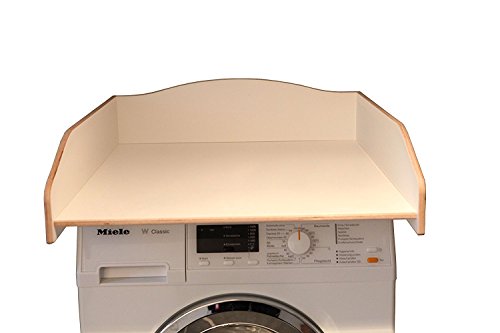 Preisvergleich Produktbild Wickeltischaufsatz weiß, aus echtem Birkenholz, Wickelfläche 60x70cm, Wickelauflage, Wickelkommode, Aufsatz für Waschmaschine oder Trockner