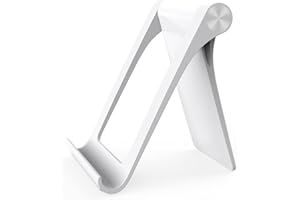 SANTER LABS Soporte Universal Multiposición Ajustable para Móvil y Tablet Smartphones 4”-11” para Mesa Escritorio Multiángulo Plegable Compatible con iPhone 12 Mini 12 Pro XS MAX XR 11 Samsung S21 S20 (Blanco)