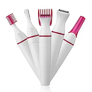 MANSTE ENTERPRISE 5 in 1 Beauty Styler Hair Nose Complete Style and Trim Electric Trimmer for Women (pink)