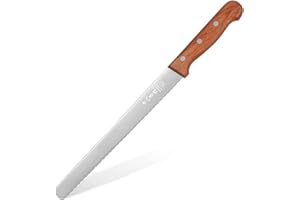 SHI BA ZI ZUO Coltello da pane, coltello per affettare il pane professionale in acciaio inossidabile ad alto tenore di carbonio, coltello da torta con bordo seghettato(12 pollici)