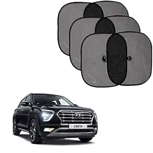 Sykit Car Sun Shades for Side and Rear Window for Hyundai Creta 2020 (Set of 6), Black