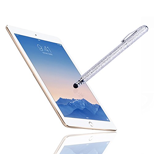 METRO 2 in 1 Eingabestift Touchstift Stylus für Tablet iPad iPhone Samsung Galaxy Tab mit 2x Kugelschreiber,2x extra Ersatzspitzen (Silber) - 5