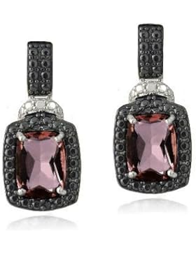 3.8ct & Sterling-Silber 925 Granat Diamant-Ohrringe 21,8 Rechteck Schwarz