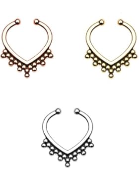 Paula & Fritz® Unisex Edelstahl Chirurgenstahl 316L Nasenring gelbgold roségold silber mit hängenden Perlen SEPR-38