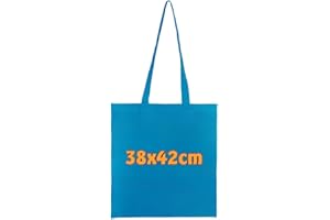Cottonbagjoe Borsa di cotone - 38x42 cm - senza stampa - tinta unita - due manici lunghi - pitturabile - Certificazione Öko-tex 100 - Borsa di juta - Borsa di tela