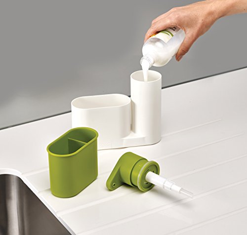 Joseph Joseph 85081 Sinkbase Ordnungshelfer-Set Für Das Spülbecken, 2-Teilig, plastik, 17,8 x 6,01 x 16,5 cm, weiß/grün - 2