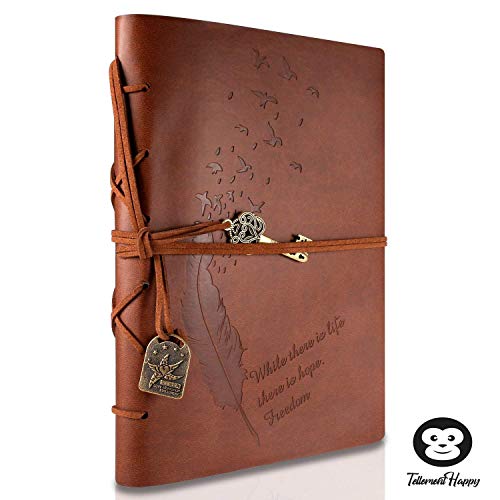 TellementHappy® - Cuaderno de viaje de piel envejecida