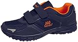 Turnschuhe gibra Herren Sportschuhe, Art. 3737, Übergrößen, Klettverschluss, Sehr Leicht und Bequem, Dunkelblau/Neonorange, Gr. 48