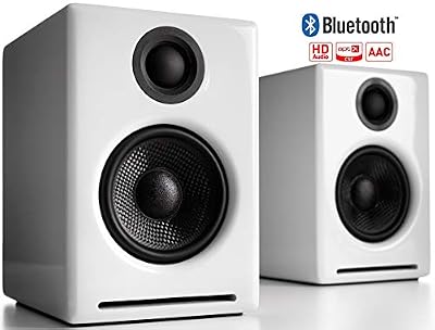 AudioEngine Enceintes PC sans-Fil Audioengine A2+ Amplifiées 60W | DAC 24Bit & Amplificateur Intégrés | Codec aptX Bluetooth, Connexion Directe USB, Entrées 3.5mm and RCA Phono (Bluetooth, Blanc)