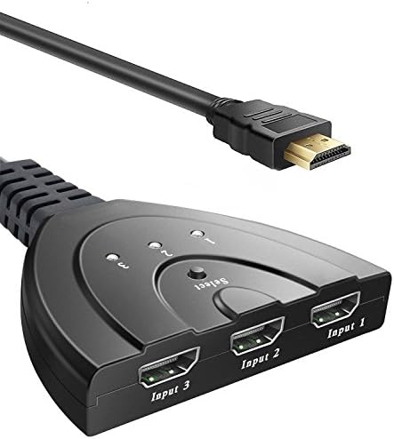 HDMI Switcher,Parsion 3 Port HDMI Switch Splitter Selector with High Speed Pigtail HDMI Cable,Support 3D & Full HD 1080P…