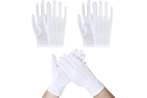 LUFFLOK 3 Pairs White Gloves, Stitched White Gloves for Men and Women, Soft Gloves, White Gloves for Handling Wedding Dress, Fancy Dress and Jewellery