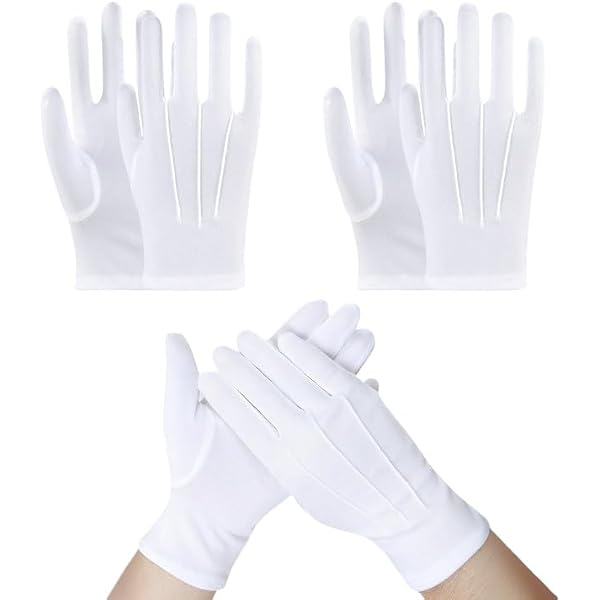 Herren Handschuhe, weiß mit Biesen, Gr. L Fashion