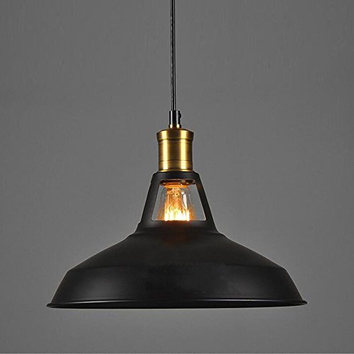 HimanJie Halbkreis Vintage Metallschirm für Lampe E27 Pendelleuchte Decken Retro(Schwarz)