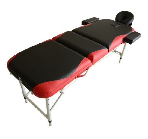 Cama De Masaje Madera Plegable 185 x 60cm Tatuaje Terapia Cama Negro Rojo NUEVO