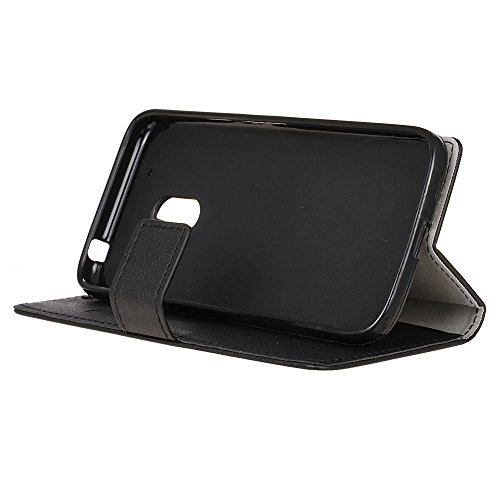 Handyhülle für Motorola Moto G4 Play,QUENJOY® Cass Textur Leder Tasche Smart Cover Flip Case Beschützer Haut Schutzhülle Hüllen für Lenovo/Motorola Moto G4 Play SM4386AE7L1,SM4386AD1L1 Smartphone,Schwarz 03 - 4