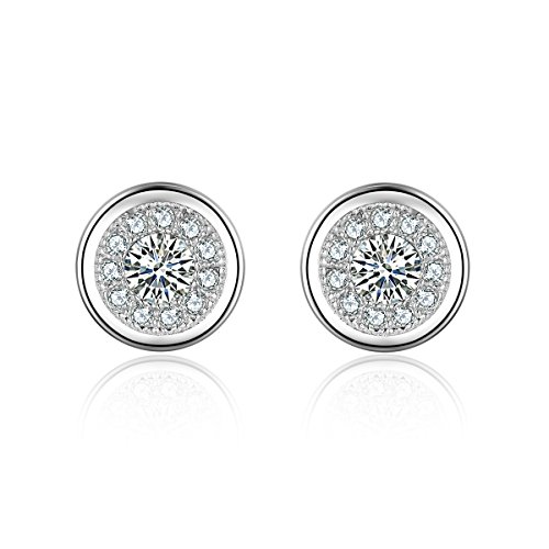 S.Vantine Damen Ohrringe Mode 925 Sterling Silber Ohrstecker mit weißem 5A Würfel-Zirkonia