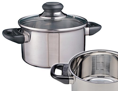 Gravidus Edelstahl Fleischtopf Kochtopf Induktion mit Glasdeckel Ø 16 cm
