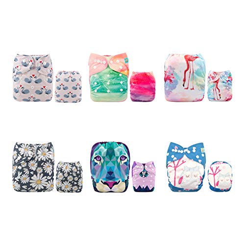 Alva Baby-6pcs Paket ausstatten Taschen-Tuch-Windel mit 2 Einsätze pro Stück (Junge Farbe) 6DM03-DE