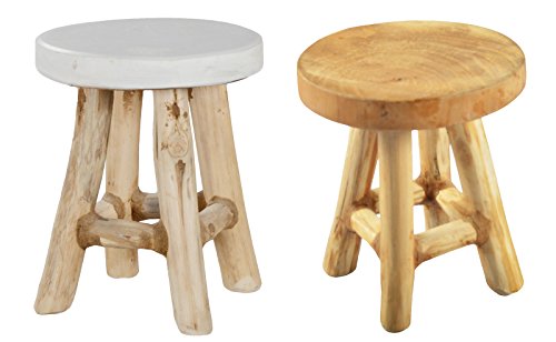 17 cm Holzhocker Blumenhocker Holz Natur Schemel Pflanzenhocker Shabby Chic (Natuer)