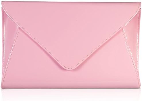 Zarla Patent Ladies Flat Clutch Bridal Party Envelope Designer Women Evening Bags UK (Pink)