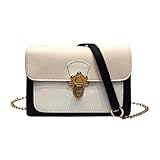 Neue Produktwerbung UFACE Damenmode Farbschloss Diagonale UmhäNgetasche Frauen MäDchen Mode Patchwork Schnalle Flap Bag Crossbody (Beige)